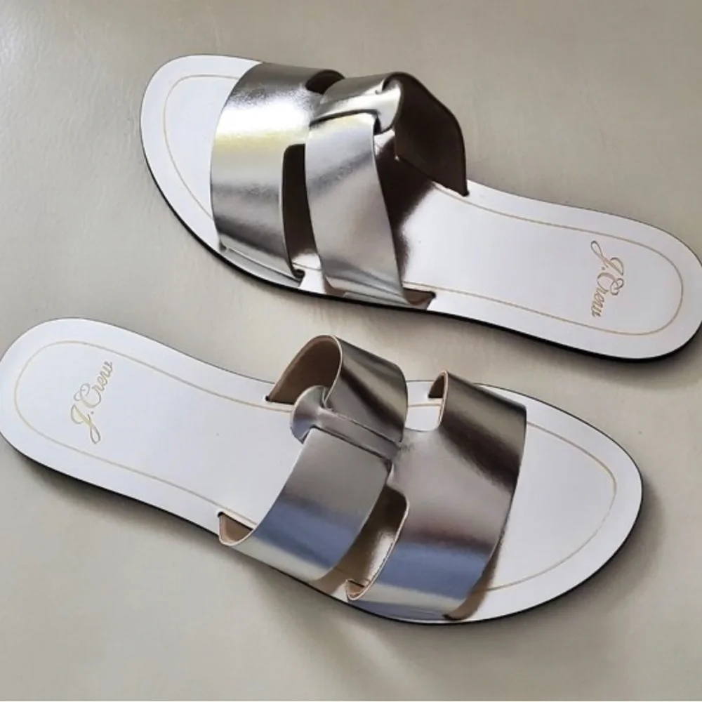 J. Crew Silver Cyprus Sandal Sz9